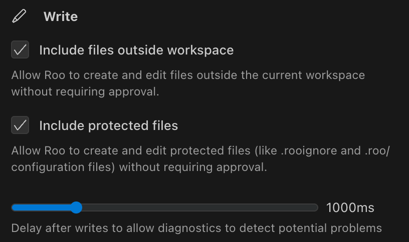 写入操作设置与延迟滑块